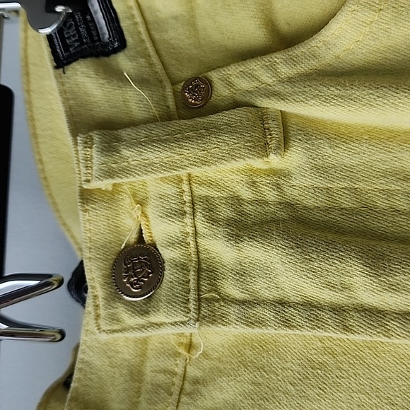 Vintage Versace Jeans Couture Bright Yellow Stretch Denim Jeans - Picture 3 of 11